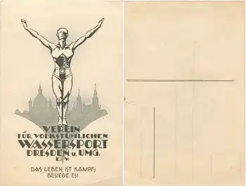 Dresden Verein für Volkstümlichen Wassersport eV Künstlerkarte *um 1920