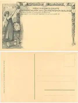 Dresden Mädchen Ortsgruppe des Vereins für das Deutschtum im Ausland Künstlerkarte um 1910