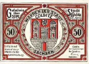 04680 Colditz Städtenotgeld 50 Pfg. * 1921