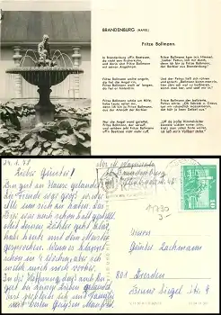 14730 Brandenburg Havel Fritze Bollmann Liedkarte o 24.1.1978