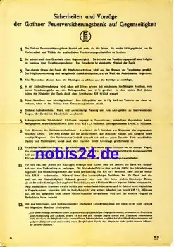 Gothaer Feuerversicherung Werbeblatt ca.1933