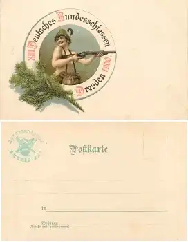 Dresden XIII. Deutsches Bundesschiessen 8. bis 15. Juli 1900 Künstlerkarte E.Sch.St