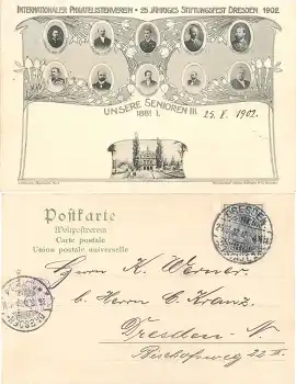 Dresden Int. Philatelistenverein 25 jähriges Stiftungsfest 1902 "Unsere Senioren III" o 25.5.1902
