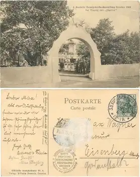 Dresden 3. Deutsche Kunstgewerbe Ausstellung 1906 Jägerhof Sonderstempel 4.6.1906
