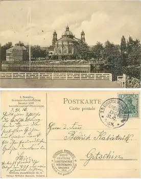 Dresden 3. Deutsche Kunstgewerbe Ausstellung 1906 Ausstellungspalast Nr.8  Sonderstempel 31.10.1906