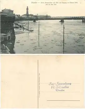 Dresden Elbe Hochwasser Februar 1909 am Terrassenufer