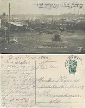 Dresden Die abgebrannte Vogelwiese am 2.8.1909 Echtfoto BNK Droschkenplatz o 4.8.1909