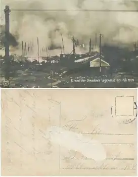 Dresden Brand der Vogelwiese am 2.8.1909 Echtfoto BNK gebraucht