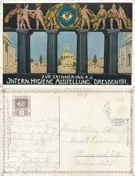 Dresden Internationale Hygiene Ausstellung 1911 Karte 64 Künstlerkarte