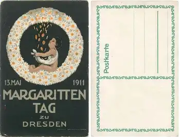 Dresden Margarittentag 13. Mai 1911 Kind im Kranz