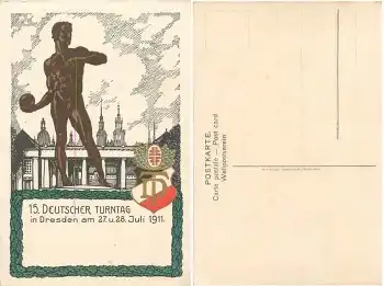 Dresden 15. Deutscher Turntag Juli 1911  Künstlerkarte