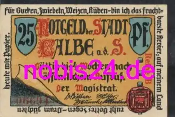 39240 Calbe Notgeld 25 Pfennige um 1920