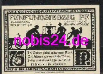 Paderborn Notgeld 75 Pfennige 1921