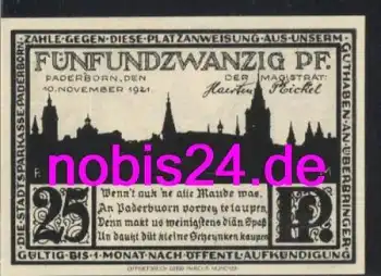 Paderborn Notgeld 25 Pfennige 1921