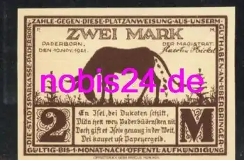 Paderborn Notgeld 2 Mark 1921