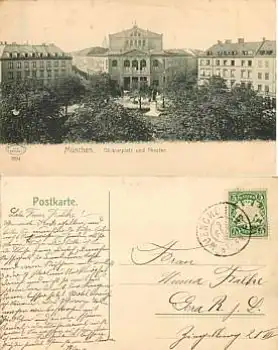 München Gärtnerplatz mit Theater o 9.2.1906