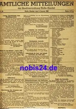 Halle Saale Stadtverwaltung Amtliche Mitteilungen 1946