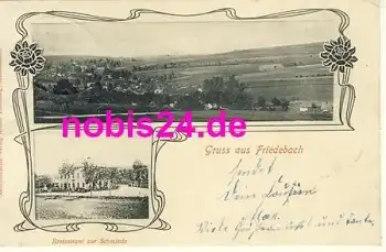 09619 Friedebach Gasthaus o 4.8.1902 Bahnpoststempel Mulda Sayda Zug 2047