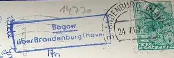 14770 Bagow Posthilfsstellenstempel auf AK Brandenburg o 24.7.1961