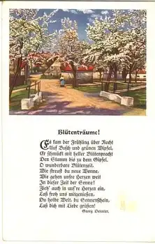Blütenträume Gedichtkarte von Georg Dennler * ca. 1920
