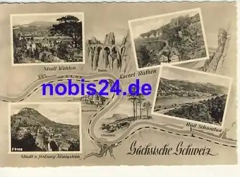 01814 Sächsische Schweiz mit Landkartenabbildung o 1960