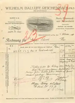 73262 Reichenbach Fils Weberei Wilhelm Balluff Briefkopf mit Fabrikansicht 1931