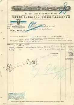 Dresden Laubegast Asbestwerk Feodor Burgmann Briefkopf mit Firmenansicht 1935