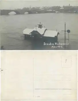Dresden Elbe Hochwasser März 1915 Terrassenufer Fahrkartenschalter der Dampfschifffahrt