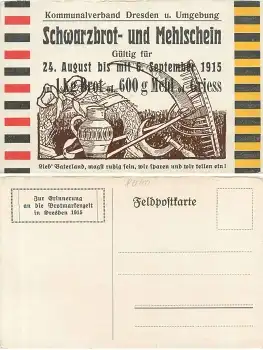 Dresden Erinnerung an die Brotmarkenzeit 1915