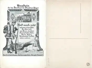 Dresden Baustein Karte für das Denkmal der Dresdner Jäger um 1920 Spendenkarte