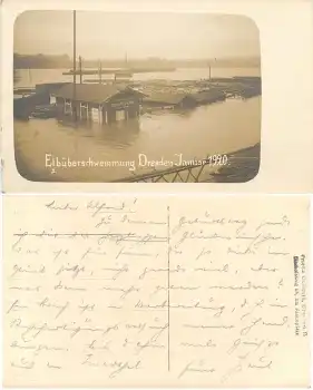 Johannstadt Dresden Elbe Hochwasser Januar 1920 Echtfoto Aussschiffungsplatz