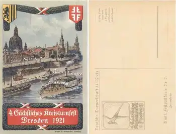 Dresden 4. Sächsisches Kreisturnfest 1921 Amtliche Festpostkarte Nr.2 Frauenkirche