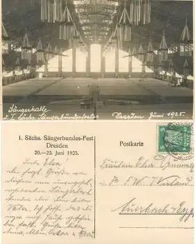 Dresden 1. Sächsisches Sängerbundes Fest Juni 1925 Sängerhalle Innenansicht Echtfoto