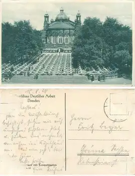 Dresden Jahresschau Deutscher Arbeit 1927 Offizielle Karte 16 Hauptrestaurant mit Konzertgarten