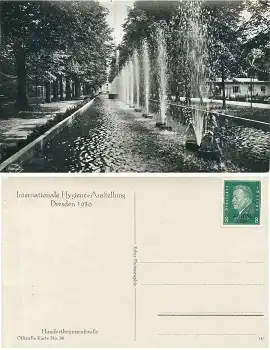 Dresden Internationale Hygiene Ausstellung 1930 Offizielle Karte No.34 Hundertbrunnenstrasse