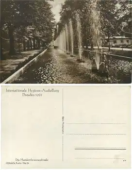 Dresden Internationale Hygiene Ausstellung 1931 Offizielle Karte No. 34 Hundertbrunnenstrasse