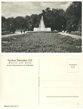 Dresden Jahresschau 1937 "Garten und Heim" Offizielle Karte Nr. 53 Grosses Blumenparterre