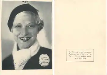 Hildebrand Hilde Schauspieler Filmwelt Großfoto 15 x 21 cm mit original Autogramm 1933