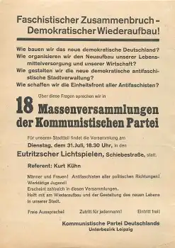 Flugblatt der Kommunistischen Partei Bezirk Leipzig 1945