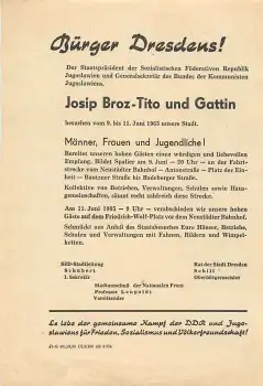 Dresden Flugblatt zum Besuch von Josip Broz Tito Juni 1965