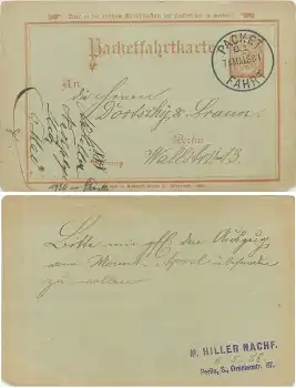 Berlin Packetfahrtkarte 2 Pfennig o 7.5.1881 Privatpostanstalt
