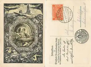 Frankenhausen Kyffhäuserflug Festpostkarte mit Sonderstempel 18.6.1921