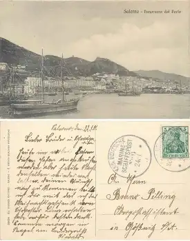 Marineschiffspost MSP N. 6 auf AK Salerno o 24.1.1911