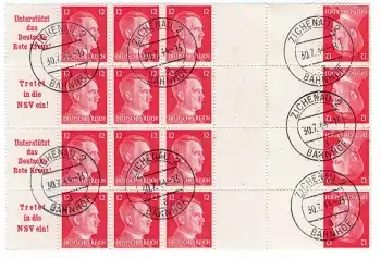Deutsches Reich Markenheftchenbogen 72 Adolf Hitler Heftchenblatt 122 und KZ 41o Zichenau 2 Bahnhof 30.7.1944
