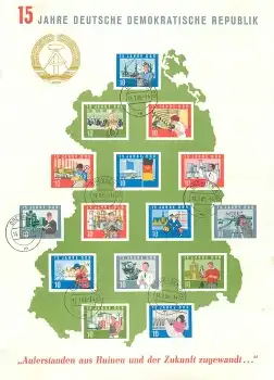 DDR Block 19 gestempelt 15 Jahre Deutsche Demokratische Republik o Dresden A20 14.1.965