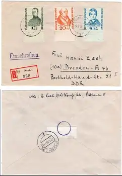 BRD Michel 223 224 225 auf R Brief Neuß1 nach Dresden o 29.2.1956