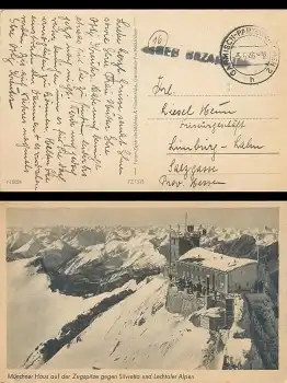 Garmisch Partenkirchen Gebühr Bezahlt Stempel auf AK 5.6.1946