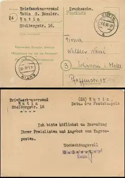 Ganzsache 6 Pfennig grün o Eutin 7.6.1946 nach Schwerin
