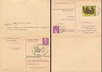 DDR Ganzsache P74 15/15 Pfennig Ulbricht mit Antwortteil o Altenburg 1.9.1967 Antwortteil Coventry 10.9.1967