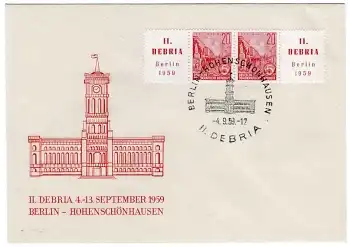 DDR Michel 580 B  W Zd 23 II. DEBRIA FDC 5 Ersttagsbrief Berlin-Hohenschönhausen 4.9.1959